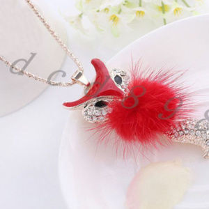 SALE ** Red Fox Necklace With Crystal Inlay